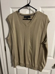 Pebble Beach Vest Mens XXL 2XL Beige Pullover V Neck Cotton Golf Preppy - Picture 1 of 4