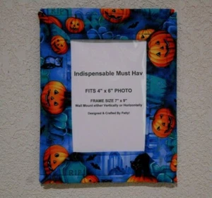 Designer Picture Frame Fabric Cloth Frame Halloween with Pocket fits 4x6" Photo - Picture 1 of 7