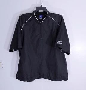 Mizuno 1/4 Zip Baseball Windbreaker Pullover Herren XL schwarz kurzarm belüftet - Bild 1 von 4