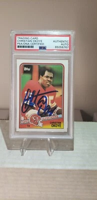  1988 Topps Christian Okoye Autographed Signed RC #363- PSA/DNA Certified - Image 1 of 2