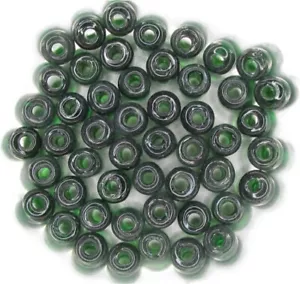 India 9 mm Transparent Dark Emerald Press Glass Crow Beads (50 pcs) - Picture 1 of 2