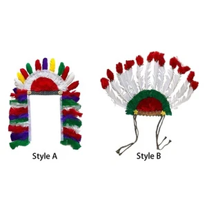 Feather Headdress Decoration Costume Decoration Hair Band Chief Indian Hat for - Picture 1 of 14