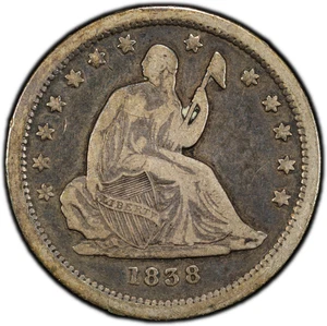 1838 Liberty Seated Quarter No Drapery PCGS VF-20 - Gold Shield with TrueViews - Picture 1 of 2