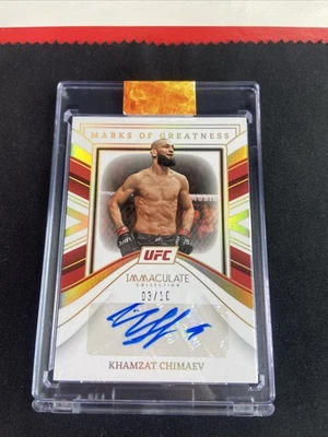 Khamzat Chimaev UFC 2023 Panini Immaculate Marks of Greatness Autograph Card /10 - Image 1 of 2