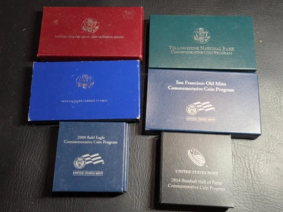 Lot of Six Commemorative Proof Silver Dollars with Boxes/COA'S - Image 1 of 4