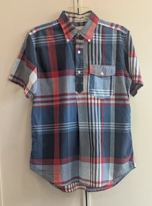 Engineered Garments plaid popover collared shirt USA Red White Blue Men's M GUC - Picture 1 of 16