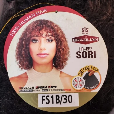 Peluca brasileña de cabello humano 100 % Remy HR BRZ Sori rizos FS1B/30 flequillos HR Sis Foto 1 de 4