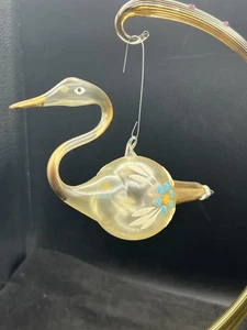 West German Glass Hand Painted Gold Jumbo Bird Vintage Christmas Ornament - Picture 1 of 9