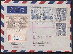 TSCHECHOSLOWAKEI 1948 Einschreiben Luftpostbrief nach Neuseeland................D5599 - Bild 1 von 1