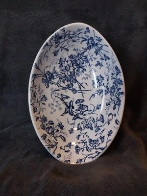 Unique Blue Floral BWM & Co England Antique Porcelain Oval Dish 12" - Image 1 of 4