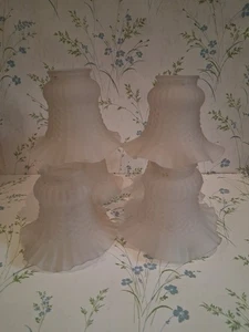 Vintage Frosted White Glass Shades X6 Fluted Bell Frill Effect (Sold Separately) - Picture 1 of 8