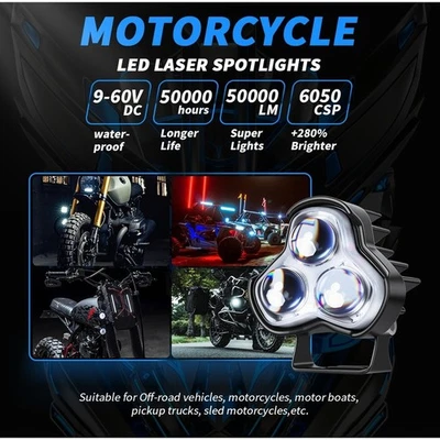 LED Motorcycle Light Dual Color White Yellow 1700LM Waterproof IP67 Spotlight - Image 1 of 4