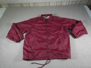 Vintage Bomber Jacket Mens Large Red Windbreaker Lightweight Fleece Lined USA - Picture 1 of 10