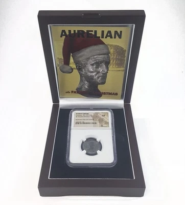 NGC VF Aurelian AD270 -275 NGC Certified FATHER OF CHRISTMAS DISPLAY BOX GIFT - Image 1 of 2