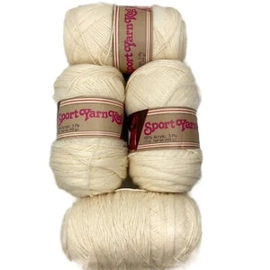 Vintage Caron Sport Yarn Keg Acrylic Washable 3ply 4 skeins 7 oz ea winter white - Picture 1 of 5