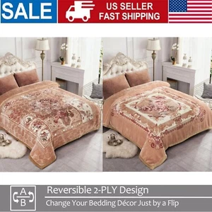 10LB Vintage Rose Plush Fleece Blanket Thick Heavy King Bed Blankets 85x93" - Picture 1 of 12