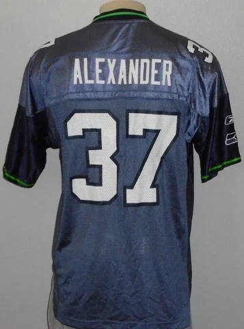 Shaun Alexander #37 Seattle Seahawks Reebok Blue NFL Jersey Men Medium Cover