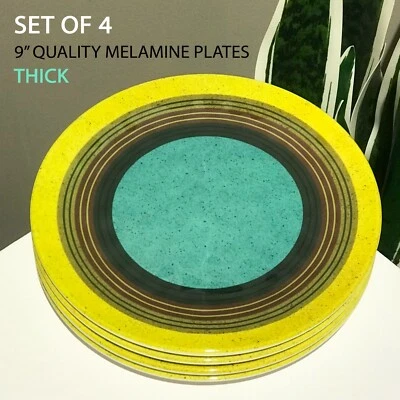Placas de melamina de 9" de espesor nuevas certificadas internacionales círculos concéntricos turquesa amarilla 4 piezas Foto 1 de 4