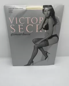 Victoria’s Secret Glamour Sheers Thigh High Lace Top Size Small Cream New - Picture 1 of 4