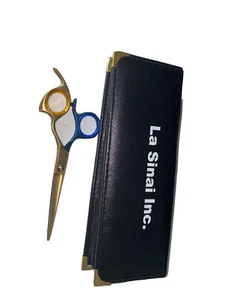 Barber Hair Cutting Scissor | 6 in. | Stainless Steel | Blue / Gold | With Case - Picture 1 of 3