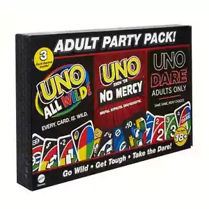 UNO All Wild, UNO Show ‘em No Mercy, UNO Dare Adults Only 3 Card Game Bundle - Picture 1 of 6