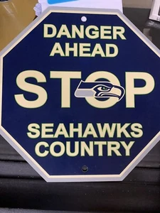 Seattle Seahawks Stop Sign "Danger Ahead" 12"X12" Man Cave Seahawks Country - Picture 1 of 1