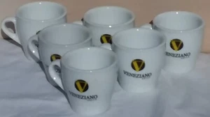 COFFEE CUPS VENEZIA. NEW. WHITE WITH RED LETTERING. (6). PICKUP OR PLUS $15 POST - Picture 1 of 5