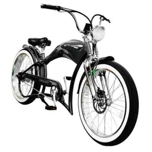 26" Fat Tires Dual Springs 500W Electric Throttle Chopper Cruiser Stretch E-Bike - Picture 1 of 16