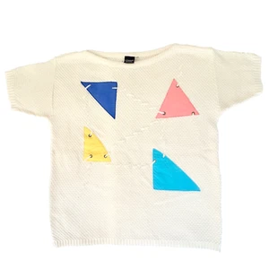 De Colección Años 80 Catalina Suéter Geométrico Triángulo Formas Verano Ropa de Trabajo Top Talla L - Imagen 1 de 14