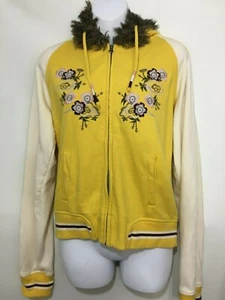 Sudadera con Capucha Lucky Brand M Algodón Amarillo Bordada Aomori Japón Mapa - Imagen 1 de 6