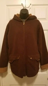 Ralph Lauren Women's Mediun Wool Blend Jacket Brown Zipped Hooded  - Picture 1 of 9