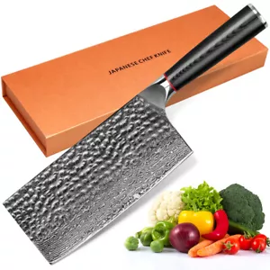 Damascus Steel Chinese Kitchen Knife Meat Knife with Box Chopping Knife Cleaver - Picture 1 of 12