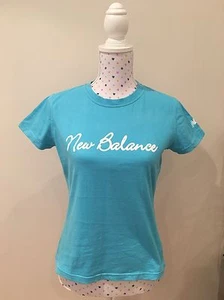 NEW BALANCE Size 10 T Shirt Top Blue Tee Yoga Running Gym Cotton Exercise - Picture 1 of 5