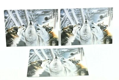Lot of 3 Howling Wolves Christmas Holiday Greeting Cards Leanin' Tree  - Image 1 of 3