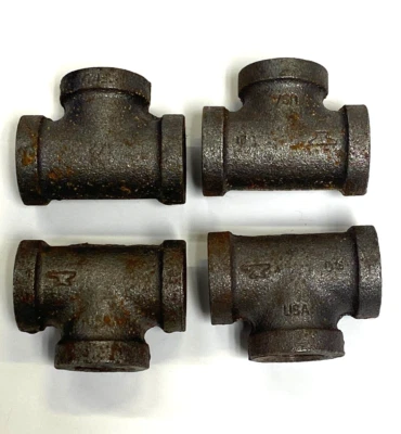 MALLEABLE IRON TEE PIPE FITTING SIDES A, B & C 1/2 SIZE FEMALE NPT **LOT OF 4 - Image 1 of 4