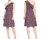 NWT Banana Republic Factory Bow Tie Print One Shoulder Bow Fit Flare Dress  6