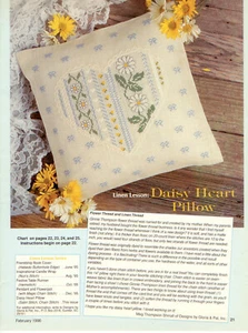 Gänseblümchen Herz Kissen & einige Dinge sind besser reich Kreuzstich Magazin Muster - Bild 1 von 2