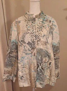 Chaqueta Chicos Acuarela Estampado Floral 100% Algodón con Acentos de Cuentas Talla 3 - Imagen 1 de 12