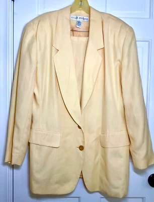 EVAN PICONE WOMENS SUIT BLAZER AND SKIRT YELLOW SIZE 16 RAYON LINEN NEW - Image 1 of 3