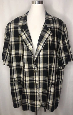 Blazer de mujer 28W boyfriend blazer guinga a cuadros chaqueta de lino nuevo con etiquetas Foto 1 de 4