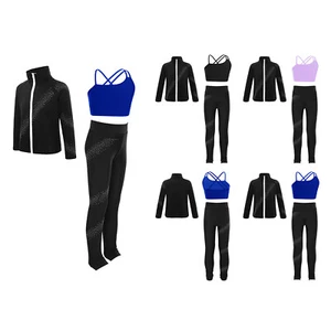 Kids Girls Jacket Vest With Pants Workout Sweatshirt And Trousers Gymnastic Gym - Picture 1 of 36