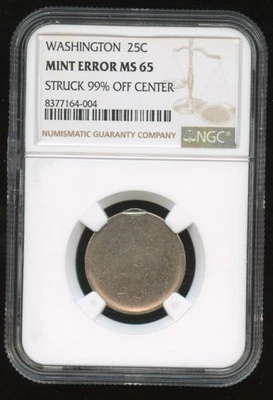25C Washington Quarter Struck 99% Off Center Mint Error MS 65 - Image 1 of 2