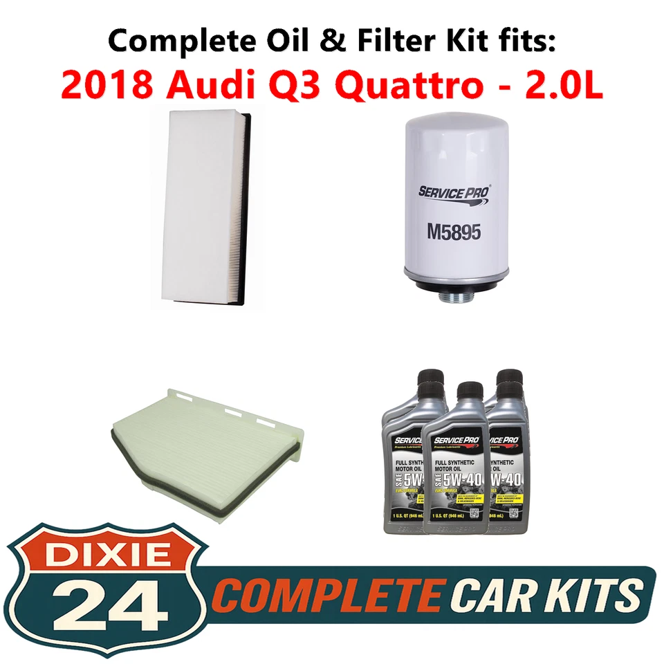2018 Audi Q3 Quattro 2.0L Complete Air, Oil & Cabin Filter Kit (5W-40) Foto 1 de 4