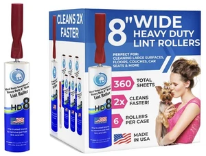 Heavy Duty 8" Wide Lint Roller - Depilatore Extra Adesivo per Animali Domestici per Vestiti, C... - Foto 1 di 9