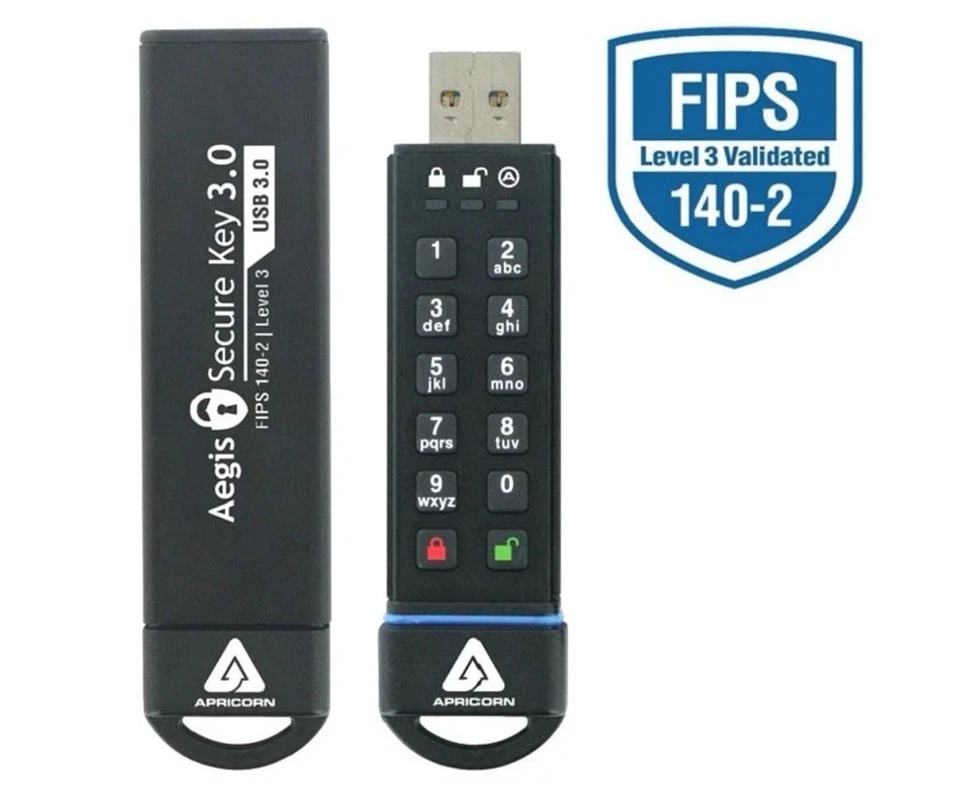 Apricorn 120GB Aegis Secure Key 3.0 256-bit AES XTS Encryption 120GB USB 3.0 - Image 1 of 4