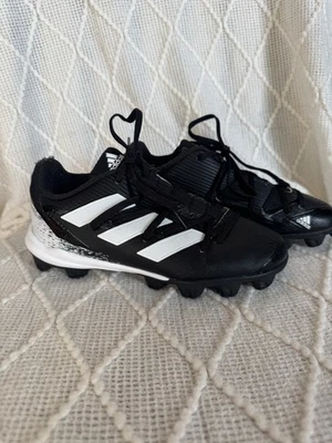 3Y Adidas Adizero Black And White Cleats Size 3 Youth - Image 1 of 4