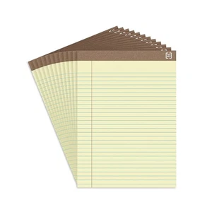 Staples 100% Recy Perforated Notepads Canary 8-1/2" x 11-3/4" Wide Ruled 12/PK - Picture 1 of 8