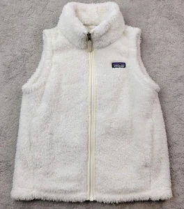 Patagonia Los Gatos Fleece Vest Girls Medium 10 Birch White Full Zip Pockets - Picture 1 of 8