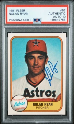 1981 Fleer Nolan Ryan HOF Signed Baseball Card PSA/DNA Certified Auto 10 - Image 1 of 4