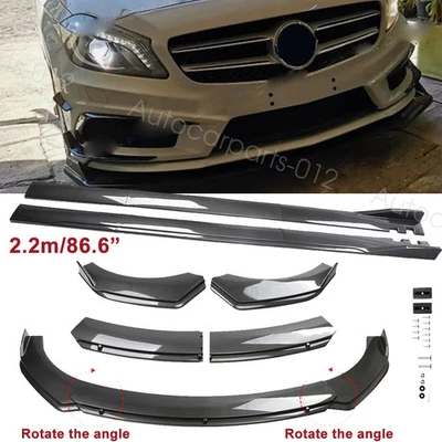 For Mercedes Benz A45 AMG A200 Front Bumper Lip Splitter Side Skirt Carbon Style - Imagem 1 de 4